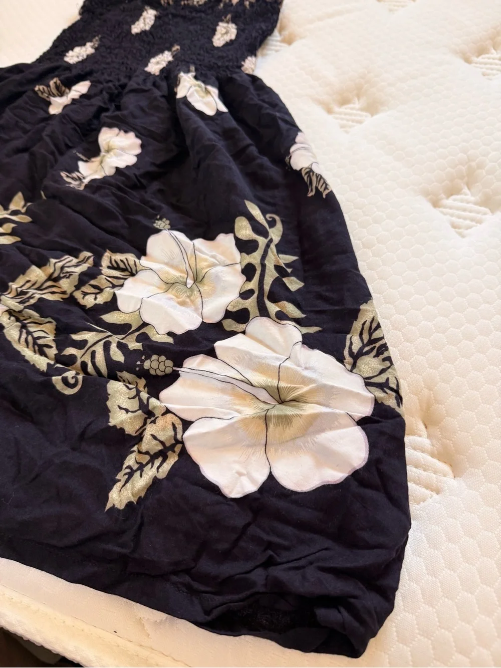 Girls Black Floral Smocked Sundress - Picture 3 of 5